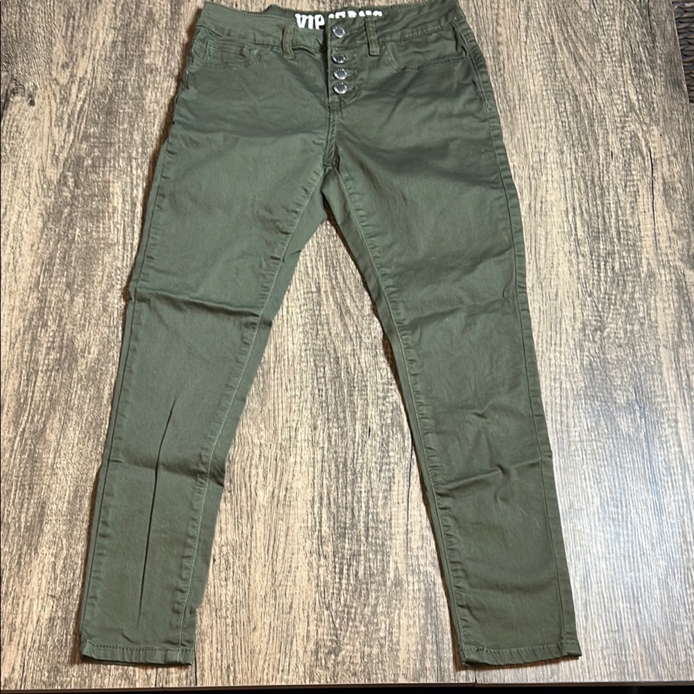 VIP Olive Green Button-Fly Jeans